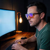 Auresta Ash Orange Lens Blue Light Glasses — Frosted Grey Square, Anti-Glare